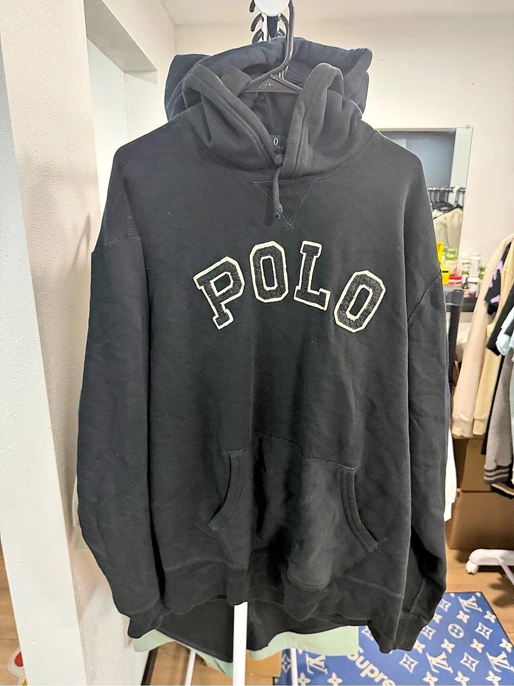 Polo Ralph Lauren Logo Fleece Hoodie Men's Black Size XL